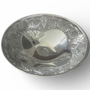 Vintage Large Silver Metal LENOX Made in India Round Bowl 15.5” Home Decor